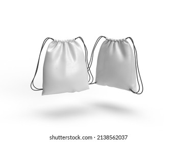 Drawstring Bag Mockup In White Color - 3d Rendering