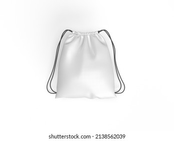 Drawstring Bag Mockup In White Color - 3d Rendering