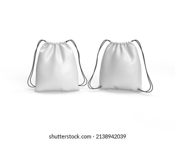 Drawstring Bag Mockup In White Color - 3d Rendering