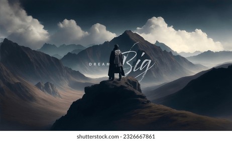 Dream Big: 4K Motivational Quotes Black Desktop Wallpaper for Success and Achievement | High Quality for Ultra Wide Screen - Powered by Shutterstock