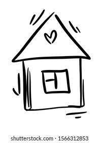 Dream House Icon. Building. Business. Rent. Buying A New Home. Hand Drawn. Sketch