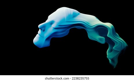 Dream world and rest. To sleep. Let yourself be transported to the world of dreams. Mind and brain. Psychic operations. REM sleep. Face seen from the side with eyes closed. 3d rendering - Powered by Shutterstock