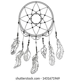 Vector Lineart Indian Mascot Dream Catcher Stock Vector (royalty Free 