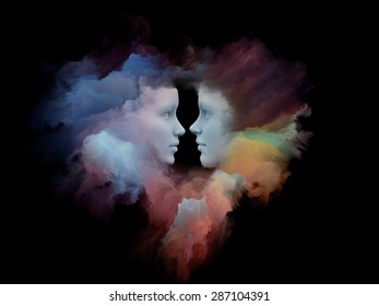 Dreaming Heart Series Backdrop Human Profiles Stock Illustration ...