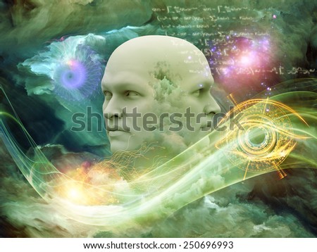 Dreaming Intellect series. Composition of  human face and technological elements to serve as a supporting backdrop for projects on mind, reason, intelligence and imagination