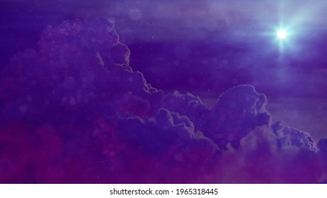 Dreamy Night Clouds And Star Backdrop - Digital Abstract 3D Illustration