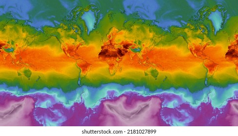 Dresden, Germany - July 21, 2022: World Map Of Countries And Continents On Windy Weather Web Service Showing Global Heatwave Of Extreme High Temperature. Concept Of Global Warming And Extreme Weather