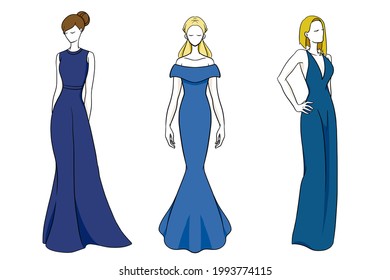 Dress Lady Design 1 Blue