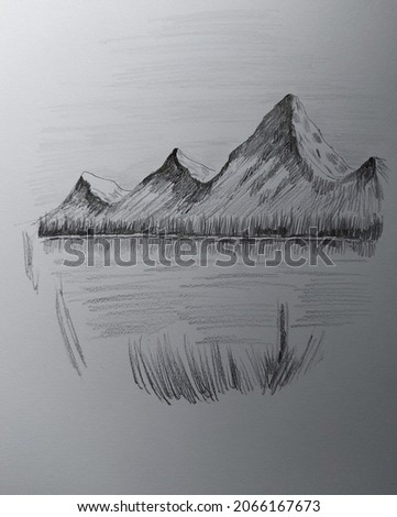 drew a mountain with graphite pencil