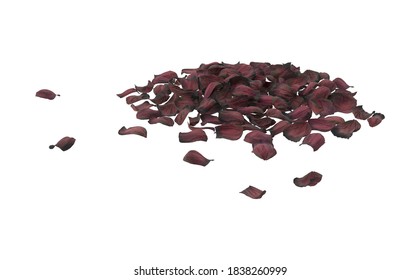 Dried Rose Petals 3D Illustration On White Background