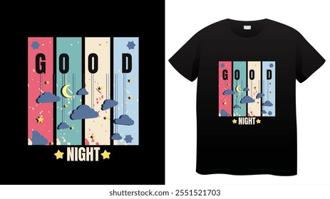 Drift into comfort with our 'Good Night' T-shirt! Featuring a cozy design perfect for bedtime or lounging, this soft and stylish tee makes relaxation effortless. Great for gifting or self-care! - Powered by Shutterstock