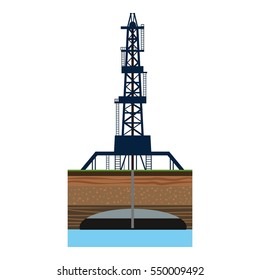 Drilling Of Oil Well In Sea Icon. Cartoon Illustration Of Drilling Of Oil Well In Sea  Icon For Web