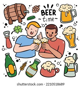 Drink beer with friend in the bar hand drawn doodle  - Powered by Shutterstock