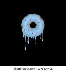 Drip Glaze Blue Donut Illustration 