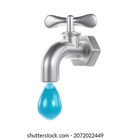 Dripping Running Water Tap Faucet 3D Clipart Stock Image