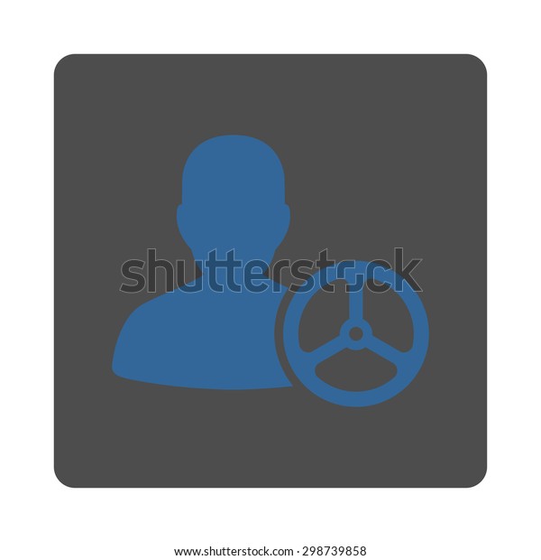 Driver icon from Commerce Buttons OverColor\
Set. Glyph style is cobalt and gray colors, flat square rounded\
button, white\
background.