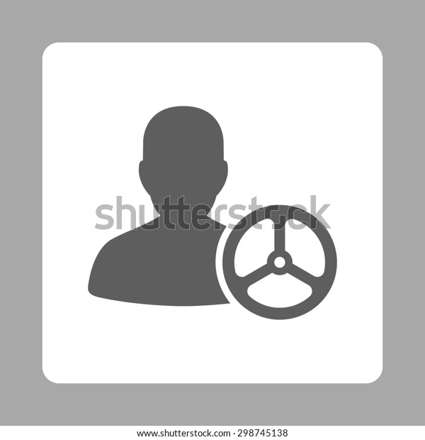 Driver icon from Commerce Buttons OverColor\
Set. Glyph style is dark gray and white colors, flat square rounded\
button, silver\
background.