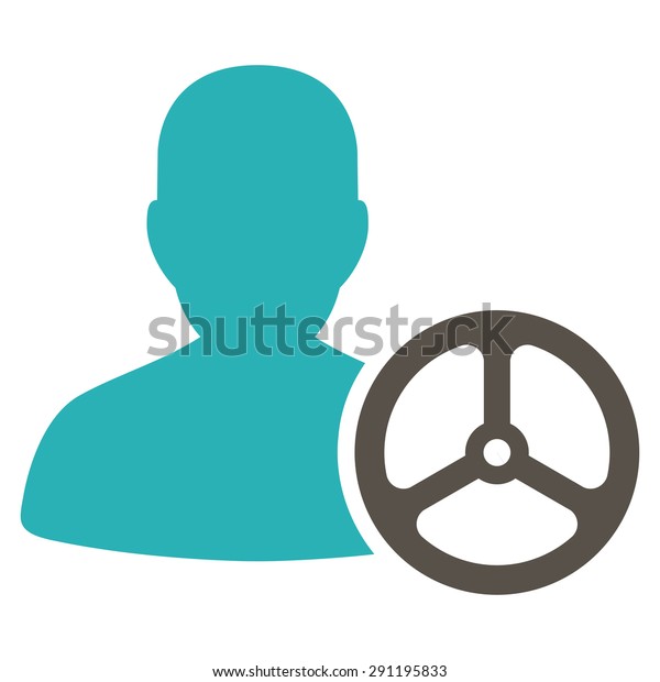 Driver\
icon from Commerce Set. Glyph style: bicolor flat symbol, grey and\
cyan colors, rounded angles, white\
background.