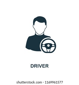 Driver Icon. Monochrome Style Design From Professions Collection. UI. Pixel Perfect Simple Pictogram Driver Icon. Web Design, Apps, Software, Print Usage.