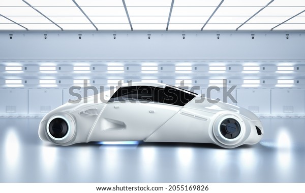 Driverless\
car or autonomous car with 3d rendering\
car