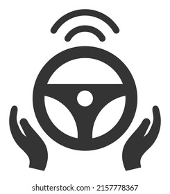 Driverless Car Raster Illustration. Flat Illustration Iconic Design Of Driverless Car, Isolated On A White Background.