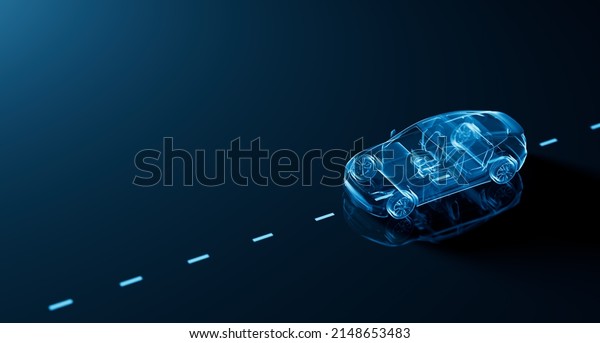 Driverless self driving autonomous vehicle\
with lidar 3d\
illustration