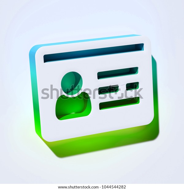 Drivers License Icon on the Aqua Wall. 3D\
Illustration of White Card, Driver, Id, Identity, License Icons\
With Aqua and Green\
Shadows.