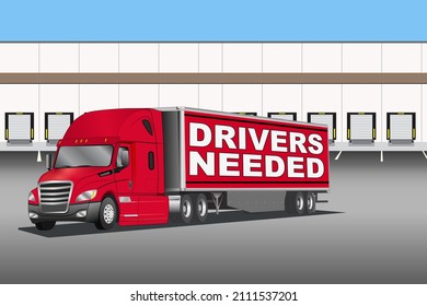 Drivers Needed sign on a semi-truck trailer - Illustration - Powered by Shutterstock