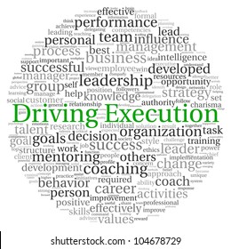 Driving Execution concept in word tag cloud on white background
