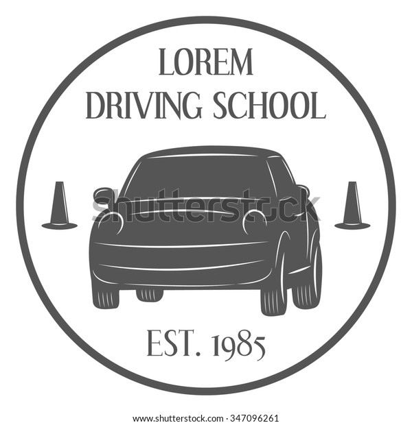 Driving school\
logo template. Raster\
illustration.