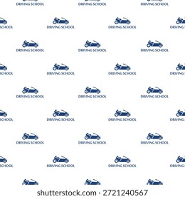 Driving school seamless pattern isolated on white background