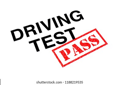 A Driving Test heading stamped with a red PASS rubber stamp.  - Powered by Shutterstock