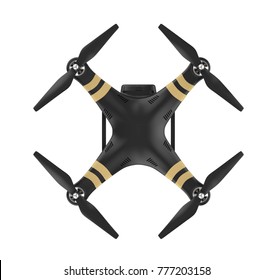 Drone With Camera Isolated (top View). 3D Rendering