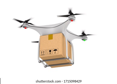 drone with cargo box on white background. Isolated 3d illustration