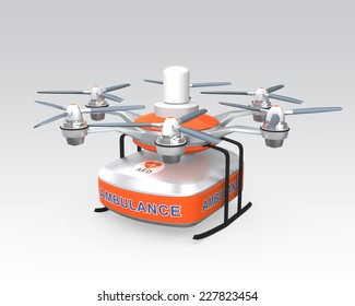 Drone Carrying AED Kit For Emergency Medical Care Concept