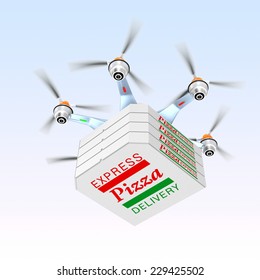 Drone Carrying Pizza For Fast Food Delivery Concept