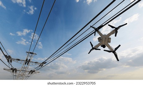 Drone stuck on High voltage wire power supply lines, Accident during the flying drone, drone hanging on wire, Drone stuck in transmission lines, crash and fell.
3d Rendering