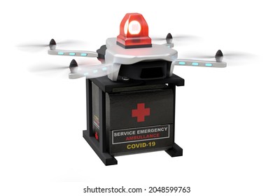 Drone Technology Engineering Device Industry Flying In Industrial Logistic Export Import Covid 19 Vaccine Delivery Service Logistics Coronavirus Transport Transportation For People 3D Rendering