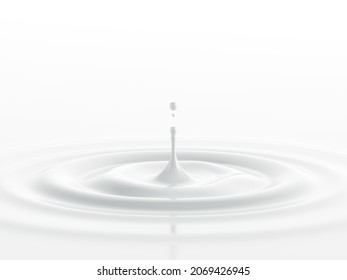 A drop of milk 3D render. Milk background with a drop of milk. 3D illustration