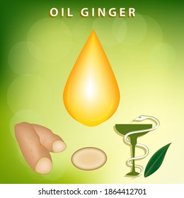 Drop Oil Ginger, Root, Snake Medicine Symbol And Bowl -   Medicinal Plants. Healthy Eating