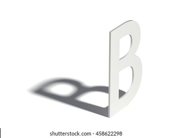 Drop Shadow Font. Letter B. 3D Render Illustration Isolated On White Background