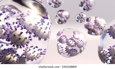 Droplet Transmission, Infection Spread Through Exposure To virus-containing Respiratory droplets. 3d Illustration