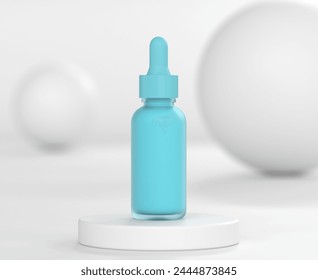 Dropper bottle on a light background. Mockup. Render 3d