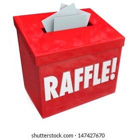 Dropping Tickets Inside A Raffle Box For A 50-50 Or Other Fundraising Drawing Hoping To Win Big Prizes Or Money Jackpot