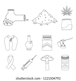 Drug Addiction Attributes Monochrome Icons Set Stock Vector (Royalty ...