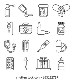 Medicine Icon Collection 18 Medicine Outline Stock Vector (Royalty Free ...