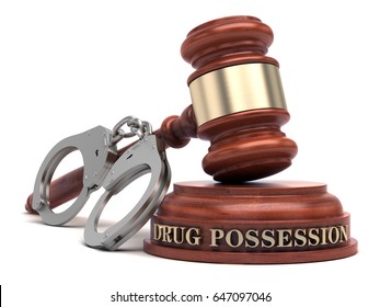 Drug Possession Text On Sound Block & Gavel