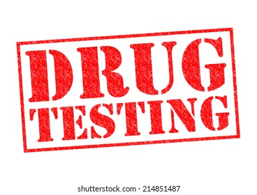 DRUG TESTING red Rubber Stamp over a white background.