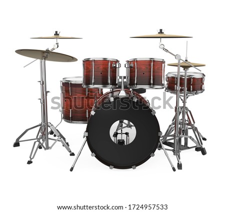 Drum Kit Isolated (front view). 3D rendering