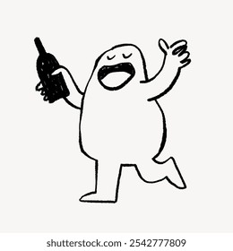 Drunk man sketchy character doodle illustration. Cute hand drawn sketch doodle of man character drinking wine. Funny sketch character of a drunk man, black and white hand drawn doodle line - Powered by Shutterstock